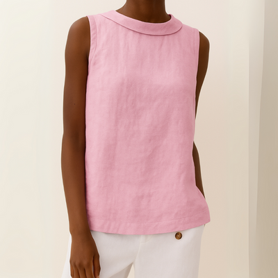 Clara – Sleeveless Roll Collar Top