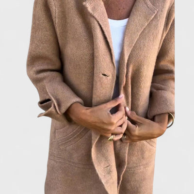 Maila - Casual Long Coat with Lapels