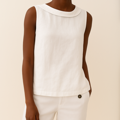 Clara – Sleeveless Roll Collar Top
