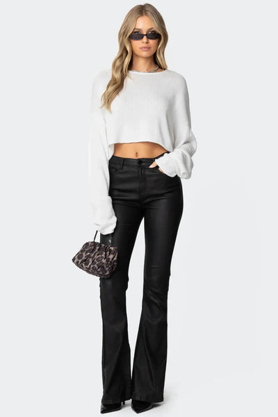 Vivian | Faux Leather Flared Trousers