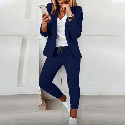 Cosmopolitan Flair: Tailored Blazer and Soft Trousers Set
