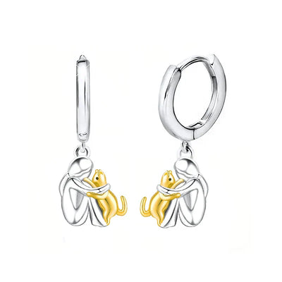 Anita - Boucles d'oreilles avec icône de chat (fermeture ronde)