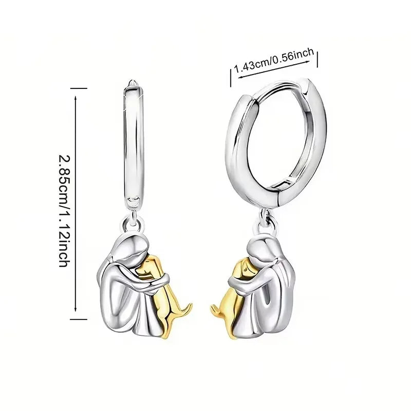 Julita - Boucles d'oreilles avec icône de chien (fermoir rond)