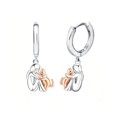 Anita - Boucles d'oreilles avec icône de chat (fermeture ronde)