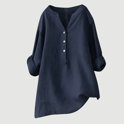 Mira Button-Front Linen Shirt