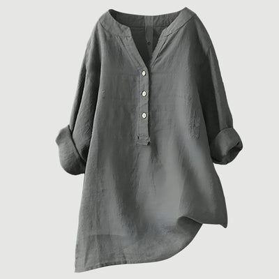 Mira Button-Front Linen Shirt
