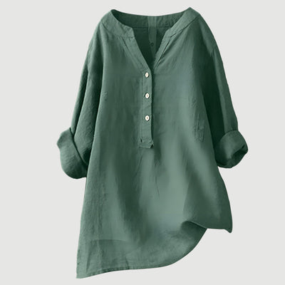 Mira Button-Front Linen Shirt