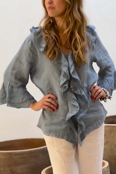 Isabella™ - Ruffled Linen Blouse