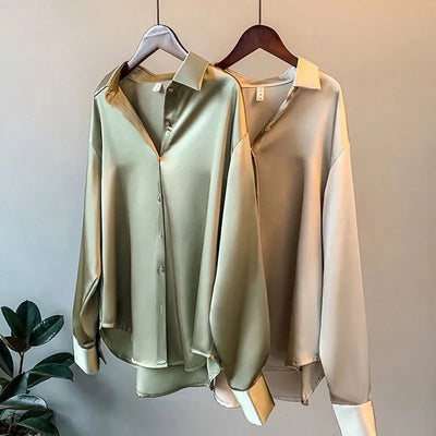 Lily™ | Luxe Satin Button-Down Blouse