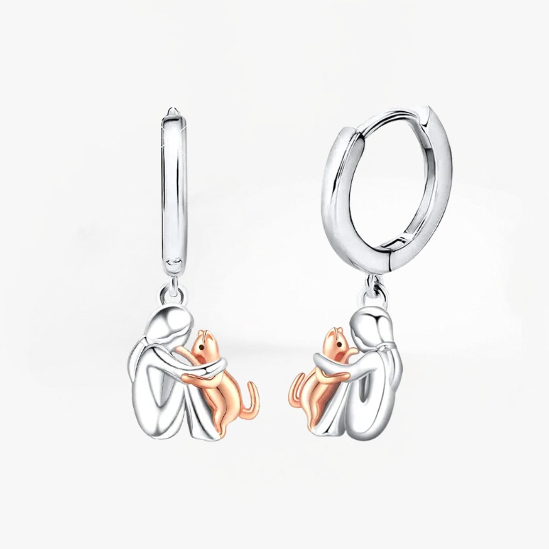 Anita - Boucles d'oreilles avec icône de chat (fermeture ronde)