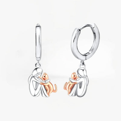 Anita - Boucles d'oreilles avec icône de chat (fermeture ronde)